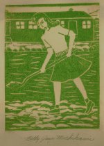 Minidoka woodblock print